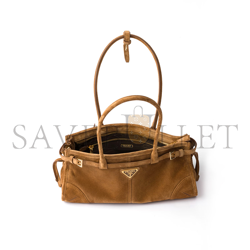PRADA BONNIE MEDIUM SUEDE HANDBAG 1BA426 (32*15.5*12cm)